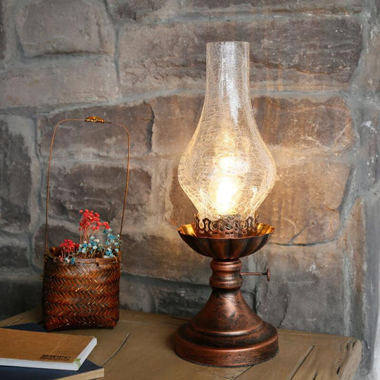 BronzaLite | Vintage Antike Petroleumlampe 1-Licht Tischlampe