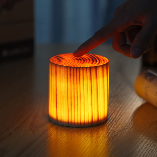 NoctiWood | Kreative Holz LED Touch Nachttischlampe