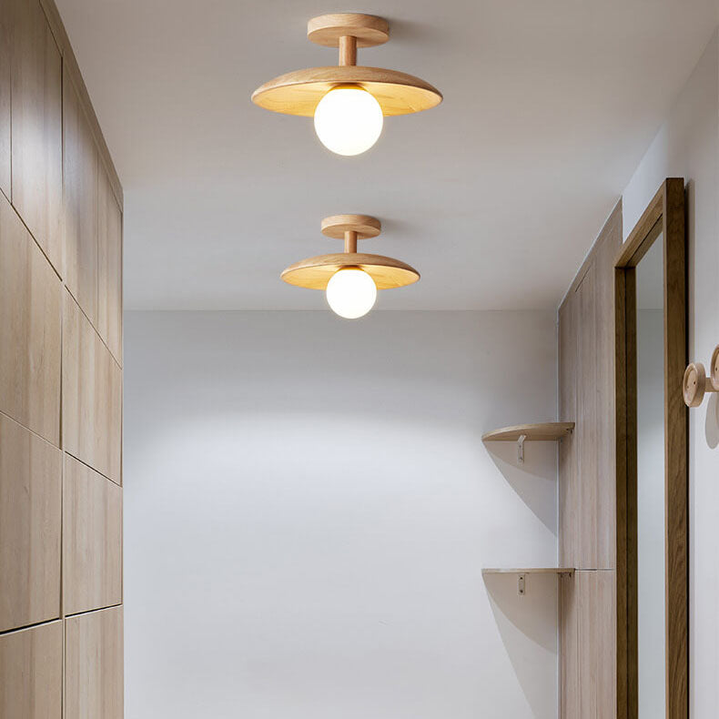 DomeGlow | Nordische Deckenleuchte aus Holz & Glas