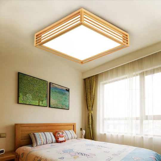 ZenSquare | Nordische Massivholz Quadratische LED Japanische Tatami Deckenleuchte