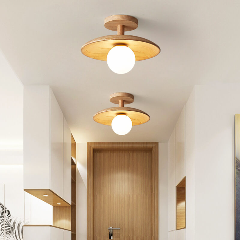 DomeGlow | Nordische Deckenleuchte aus Holz & Glas