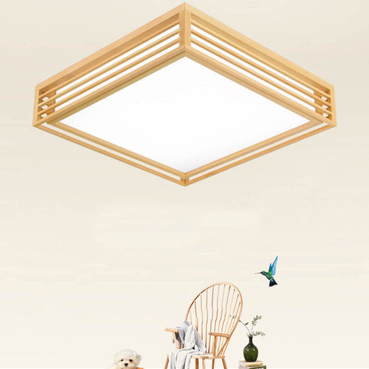 ZenSquare | Nordische Massivholz Quadratische LED Japanische Tatami Deckenleuchte