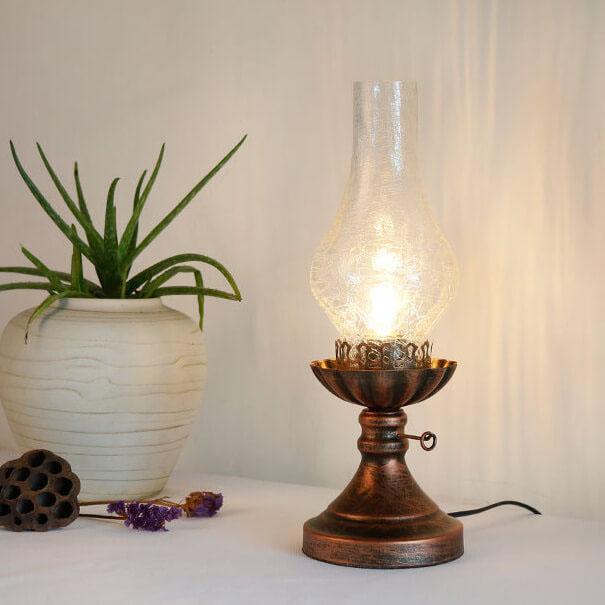 BronzaLite | Vintage Antike Petroleumlampe 1-Licht Tischlampe