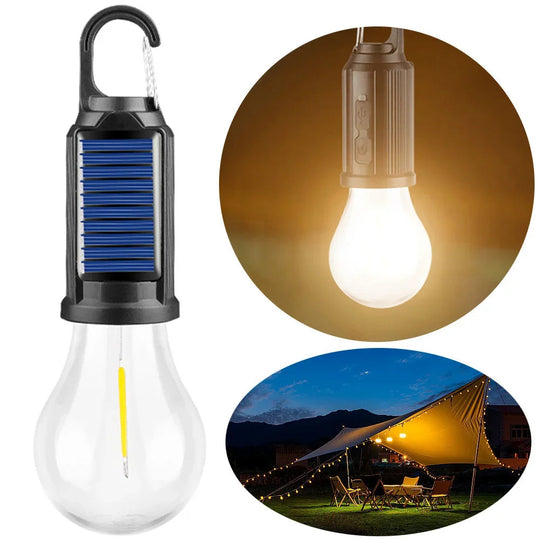 CampGlow | Solarbetriebene wiederaufladbare Campinglampe mit Haken