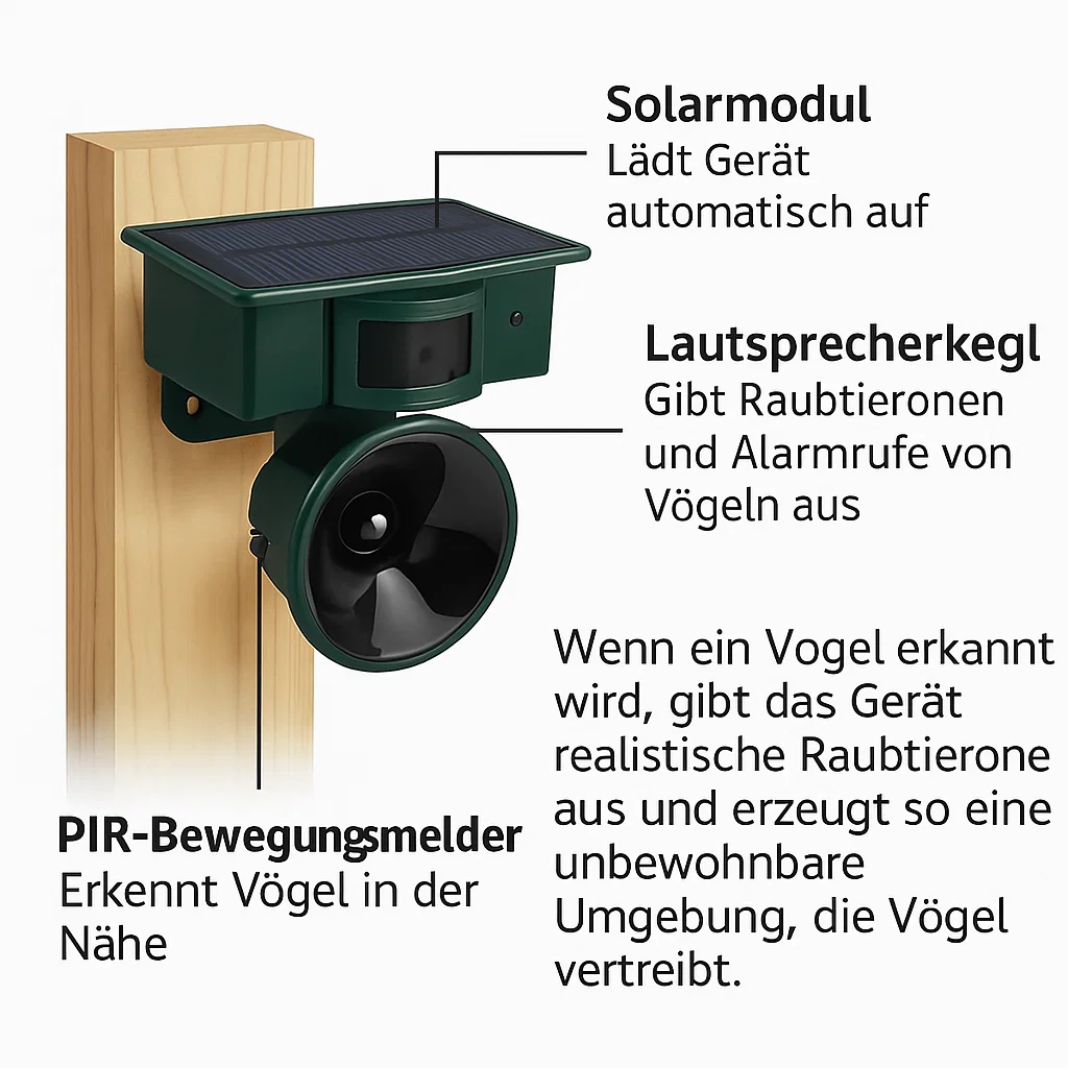 TerraGuard | Wetterfester Vogelvertreiber mit PIR & Solarenergie