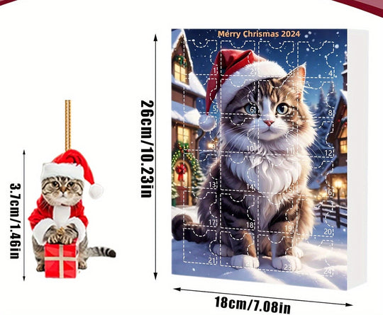 PawLendar | Adventskalender – 24 Acryl Katzenanhänger für Weihnachten