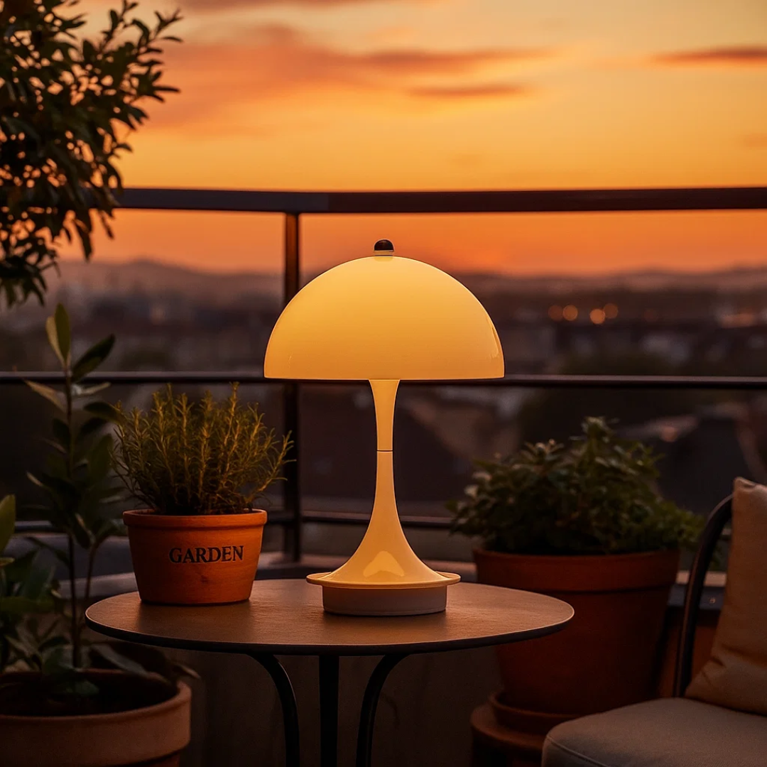 NordicLume | Pilzlampe LED Tischlampe mit Akku & kabellosem Design für Zuhause