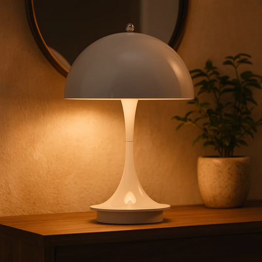 NordicLume | Pilzlampe LED Tischlampe mit Akku & kabellosem Design für Zuhause