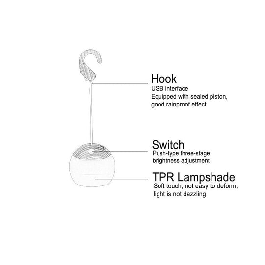 CampHalo | Stilvolle USB-Zeltlampe mit Haken