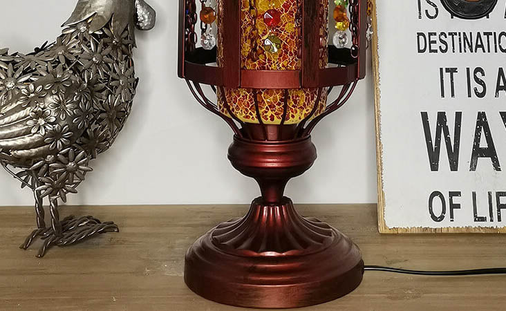 MosaicGlow | Vintage Türkische Buntglas Laterne 1-Licht Tischlampe