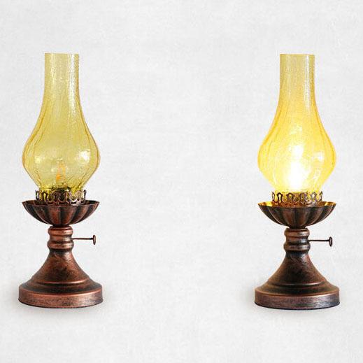 BronzaLite | Vintage Antike Petroleumlampe 1-Licht Tischlampe