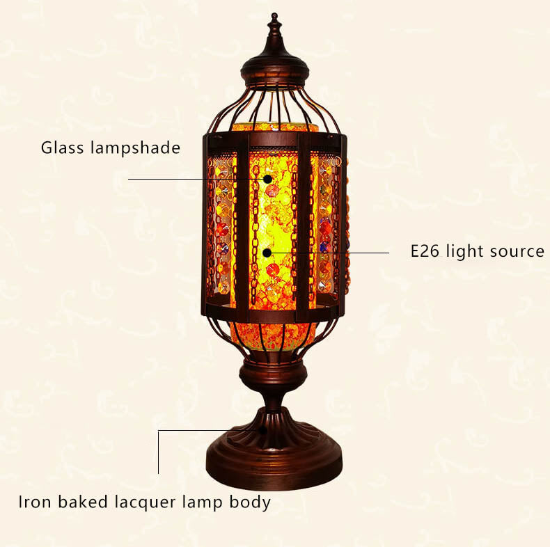 MosaicGlow | Vintage Türkische Buntglas Laterne 1-Licht Tischlampe