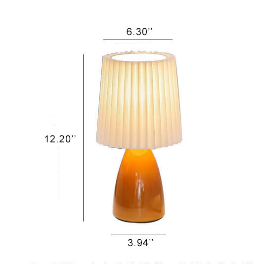 LumiPleat | Nordic Vintage Faltenschirm Glasbasis 1-Licht Tischlampe