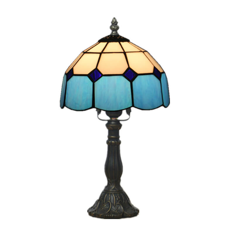 TiffaGlow | Mediterrane Tiffany-Tischlampe in Buntglas