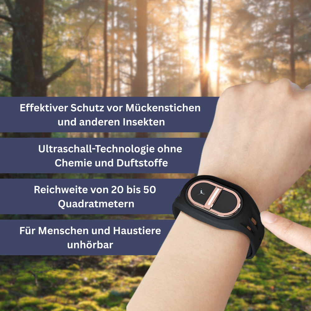 BugMute | Wiederaufladbares Armband für mückenfreie Abende
