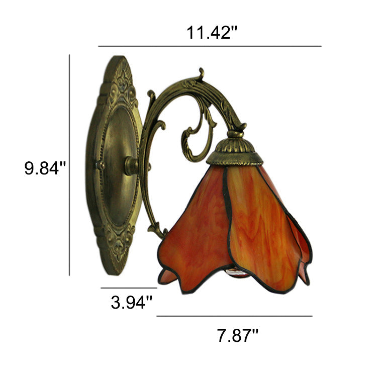 GleamPetals | Vintage Glasblüten-Leuchte im Tiffany-Stil