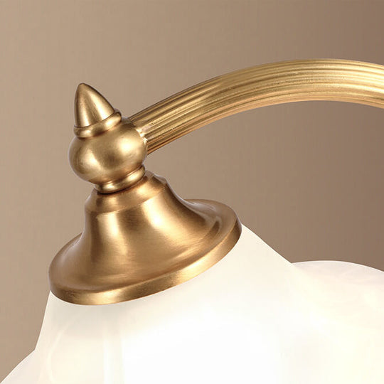 LumaFlora | Vintage Messing Glas Blütenblatt Schirm 1-Licht Tischlampe