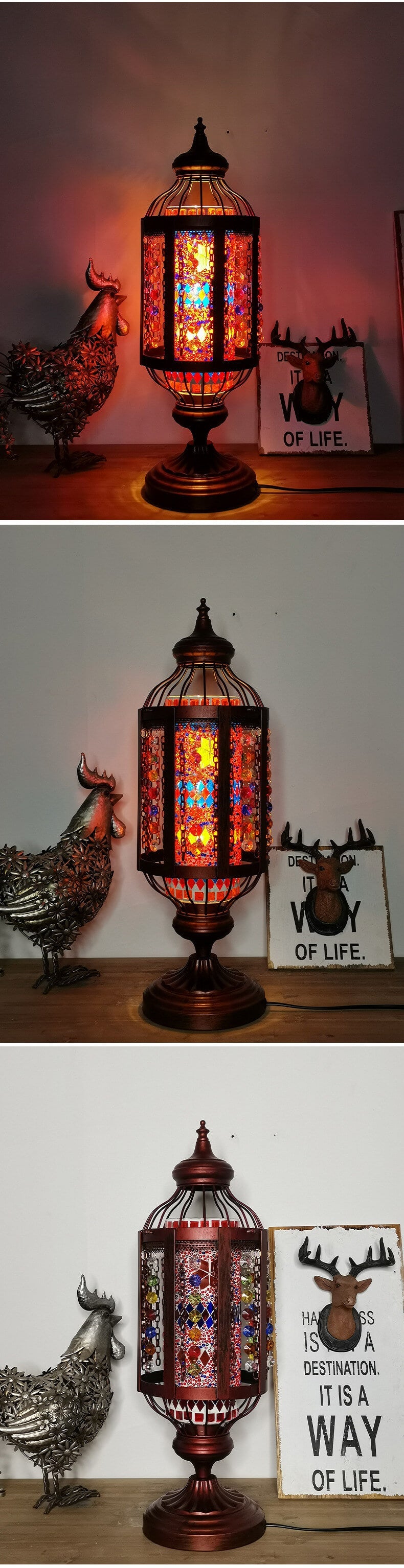 MosaicGlow | Vintage Türkische Buntglas Laterne 1-Licht Tischlampe