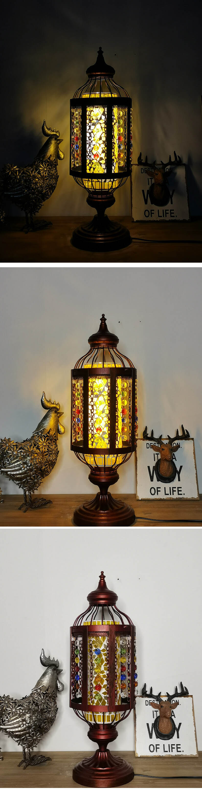 MosaicGlow | Vintage Türkische Buntglas Laterne 1-Licht Tischlampe