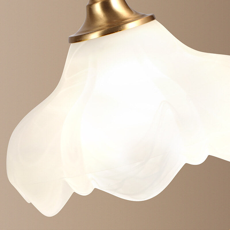 LumaFlora | Vintage Messing Glas Blütenblatt Schirm 1-Licht Tischlampe