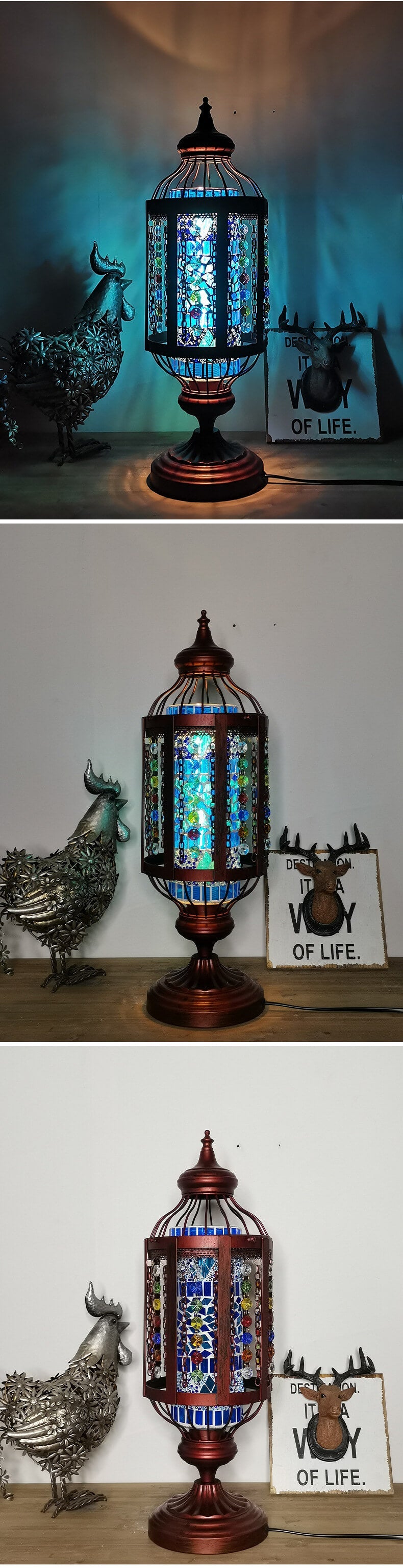 MosaicGlow | Vintage Türkische Buntglas Laterne 1-Licht Tischlampe