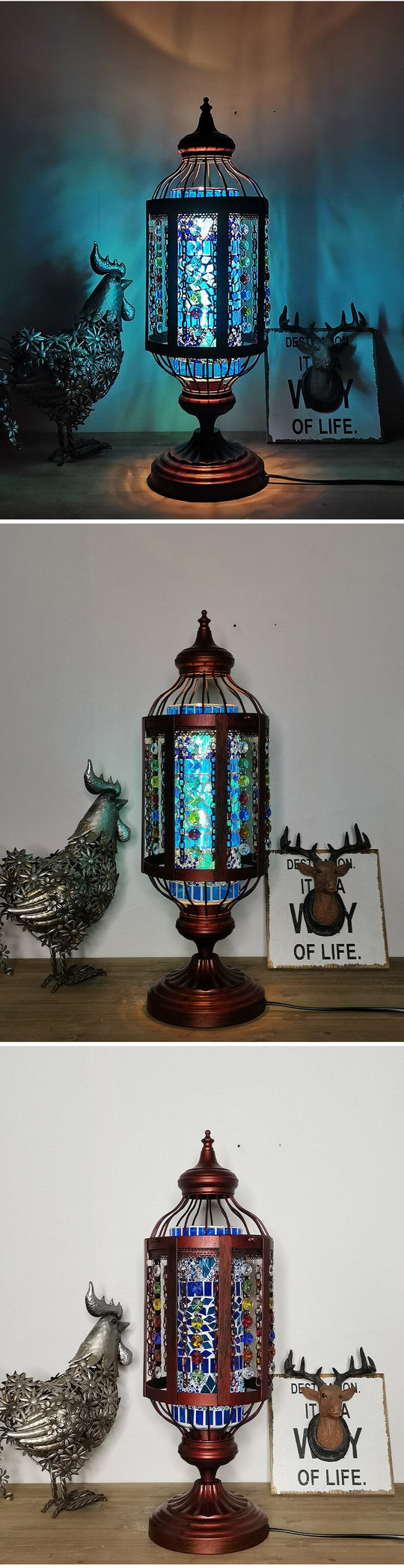MosaicGlow | Vintage Türkische Buntglas Laterne 1-Licht Tischlampe
