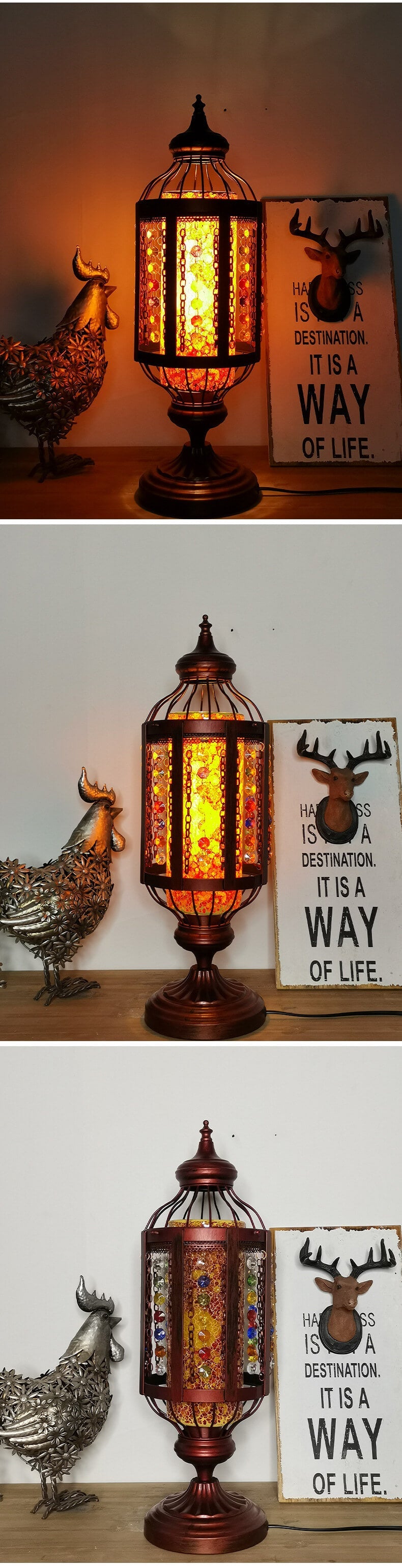 MosaicGlow | Vintage Türkische Buntglas Laterne 1-Licht Tischlampe