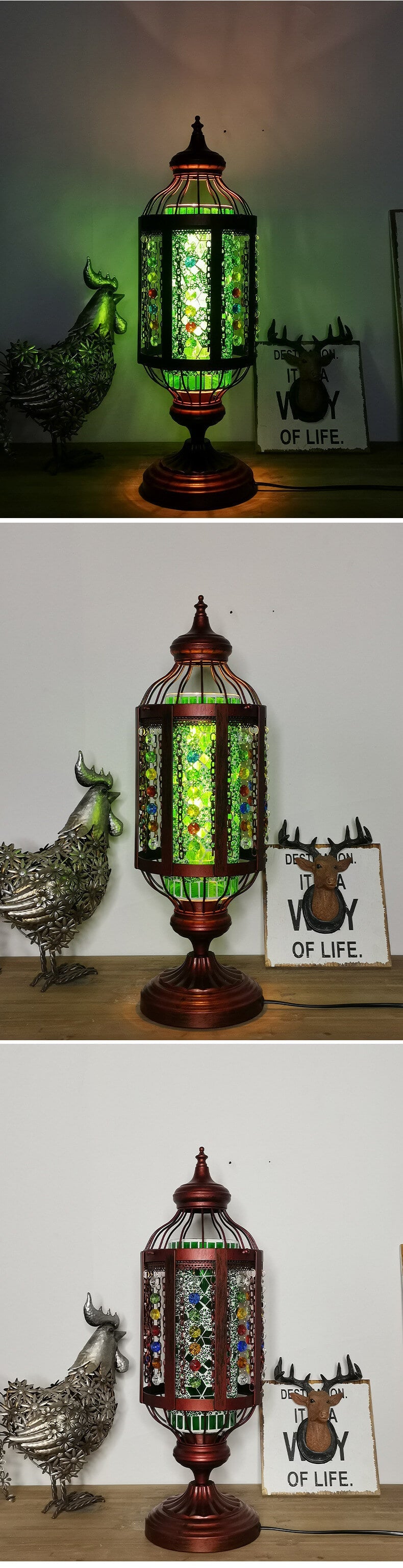 MosaicGlow | Vintage Türkische Buntglas Laterne 1-Licht Tischlampe