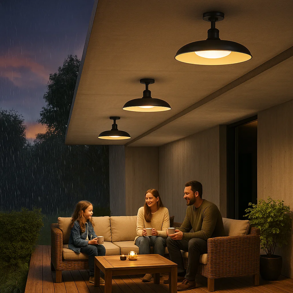 SteelGlow | Outdoor-Deckenleuchte aus karbonisiertem Stahl