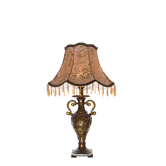 EraGlow | Europäische Vintage-Stoff Antike 1-Licht Tischlampe