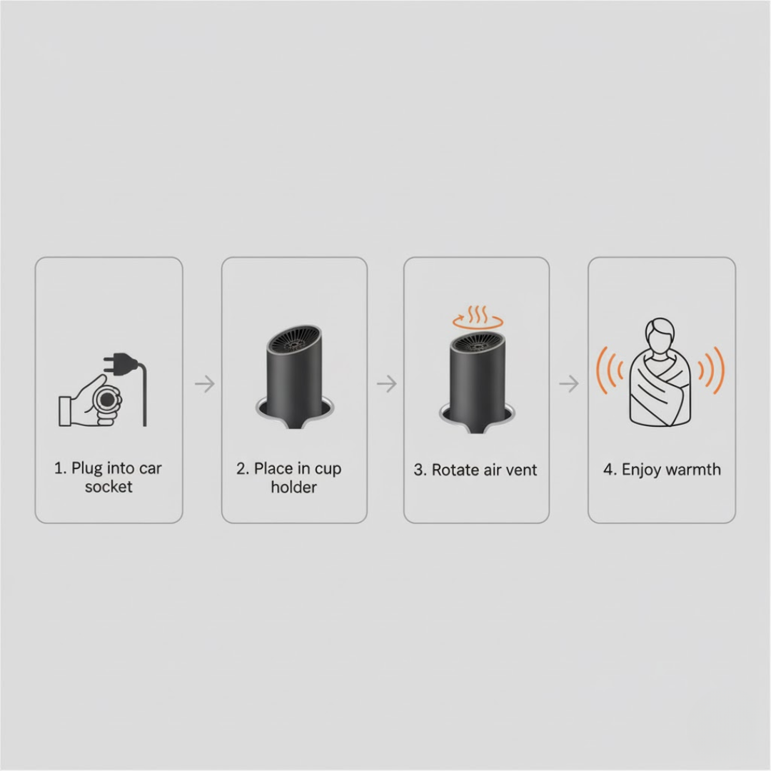 QuickWarm | Auto-Heizgebläse - Sofortige Heizung & Windschutzscheibe klar