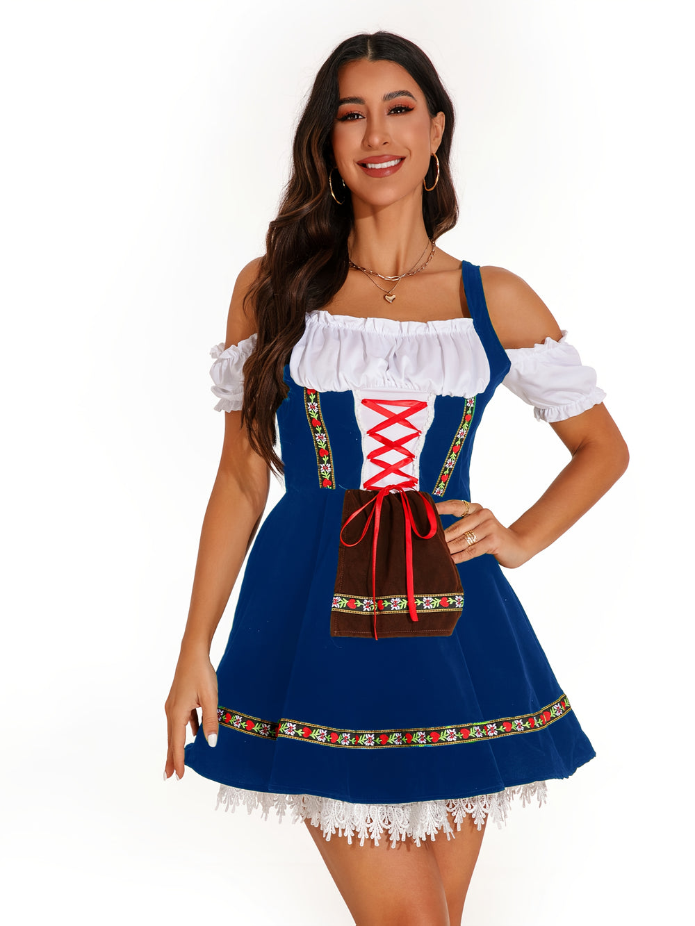 Rosenblüte | Damen-Dirndlkleid – Schulterfrei mit Spitze und Blumendetails