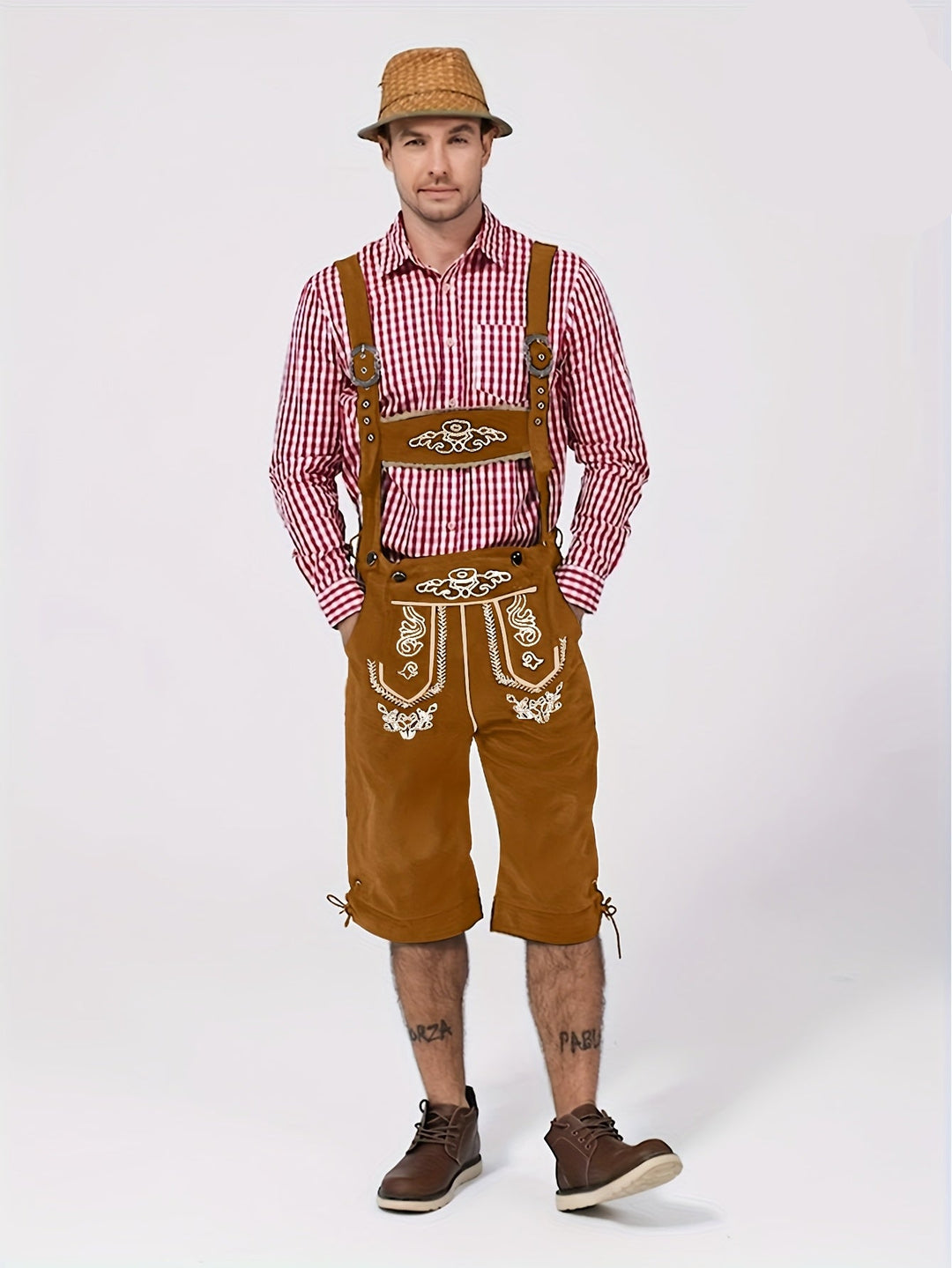 Eichensteg | Herren-Lederhose – Bestickte Kniebund-Shorts