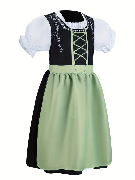 Alpenfee | Mädchen-Dirndlkleid – Bayerischer Maid-Look in Grün und Weiß