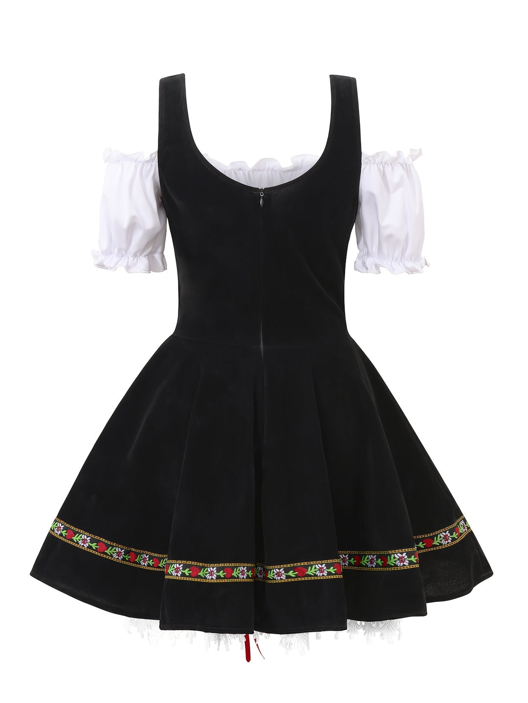 Amethystglanz | Damen-Dirndlkleid – Lila Festkleid mit Spitze und Rüschenärmeln