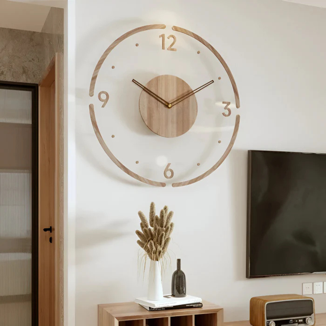 TimeNook | Moderne Wanduhr – Acryl & Holz Design