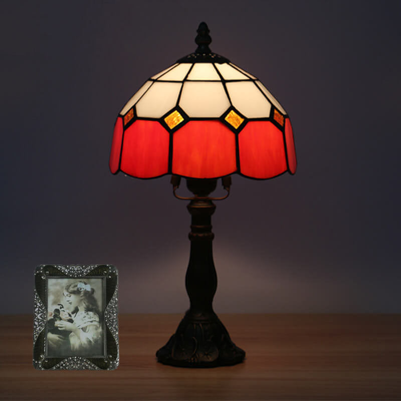 TiffaGlow | Mediterrane Tiffany-Tischlampe in Buntglas