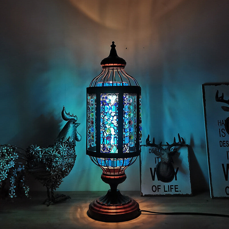 MosaicGlow | Vintage Türkische Buntglas Laterne 1-Licht Tischlampe
