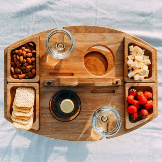 WineNest | Tragbarer Holz-Picknick-Weintisch