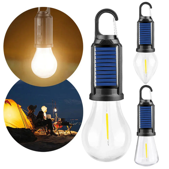 CampGlow | Solarbetriebene wiederaufladbare Campinglampe mit Haken