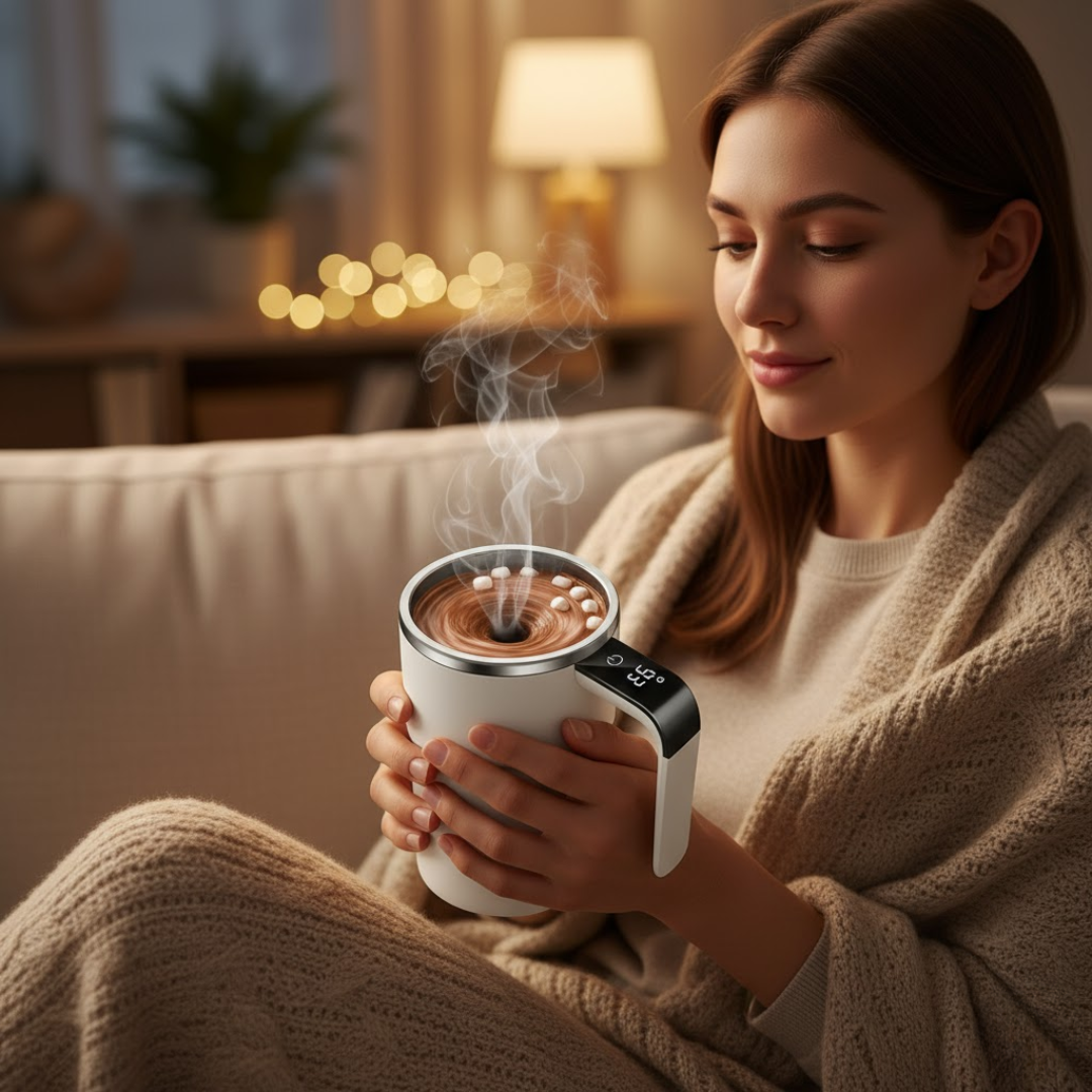 BrewSpin | Selbstrührender Kaffeebecher - Wiederaufladbarer magnetischer Mixer