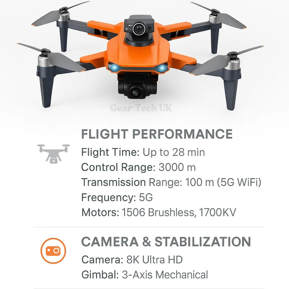 UniDrone | Drohne – Faltbare 8K Drohne mit 3KM 5G WiFi-Reichweite