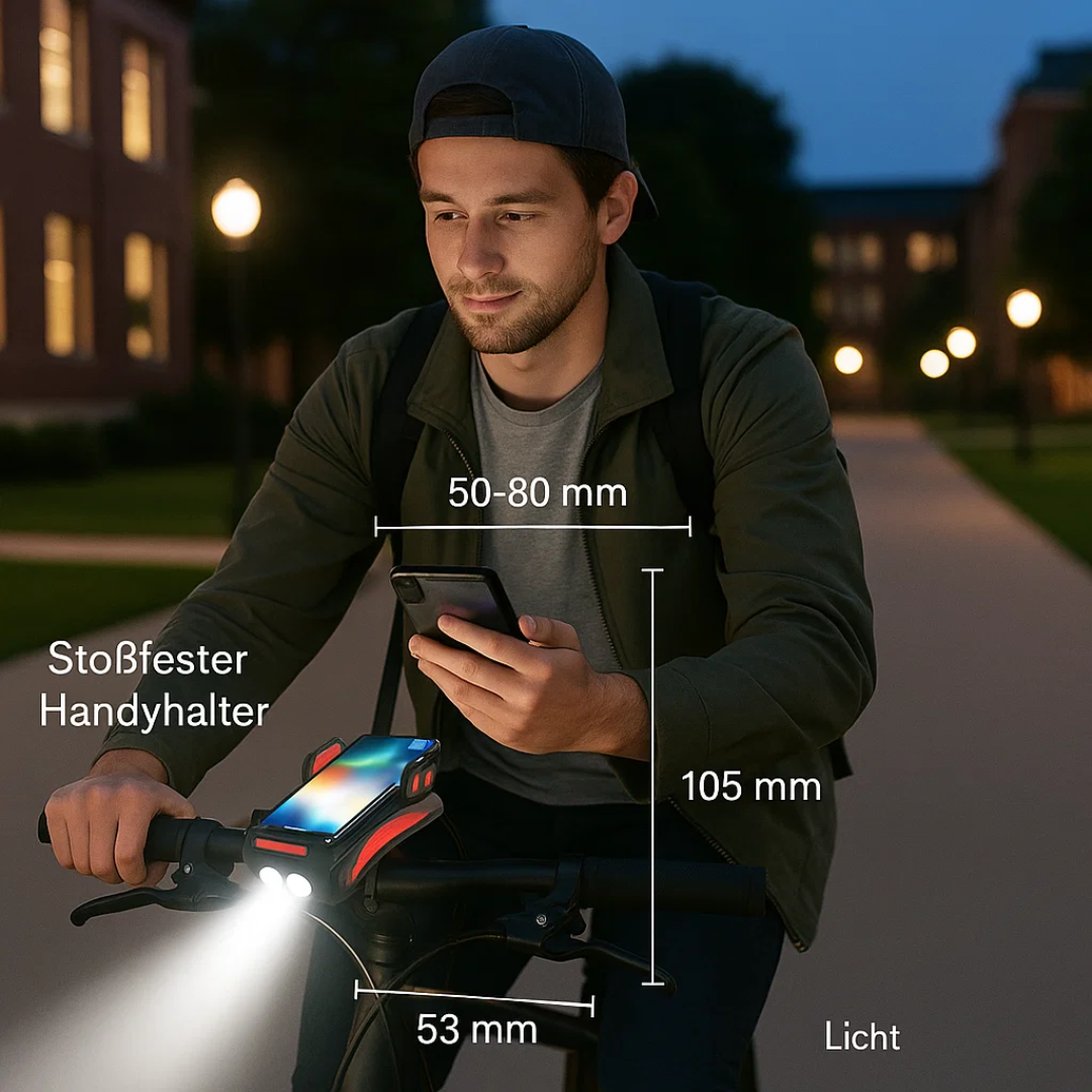 BrightRide | 4-in-1 Fahrradlicht mit Powerbank und 1500 Lumen LED