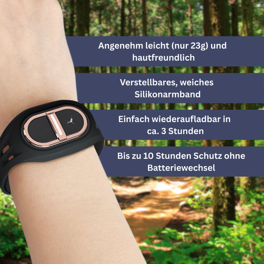 BugMute | Wiederaufladbares Armband für mückenfreie Abende