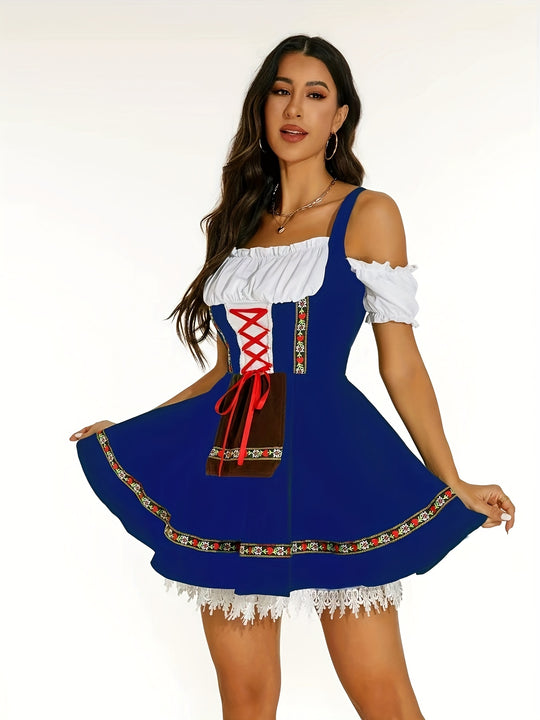 Rosenblüte | Damen-Dirndlkleid – Schulterfrei mit Spitze und Blumendetails