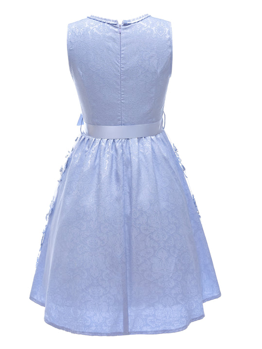 Rosenschmuck | Damen-Dirndlkleid – Ärmellos mit Spitzenbesatz und Taillenschleife
