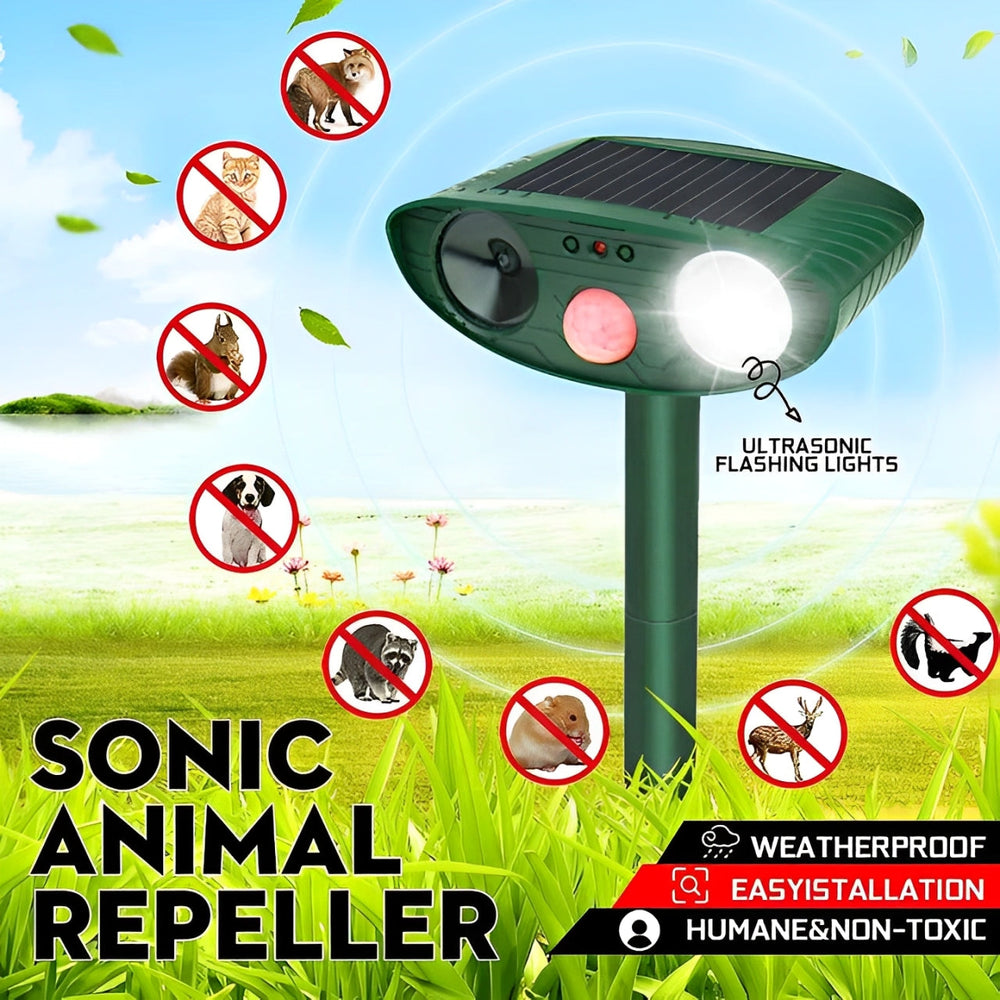 PestPatrol | Ultraschall-Rehabwehrgerät – Pack mit Solar betrieben
