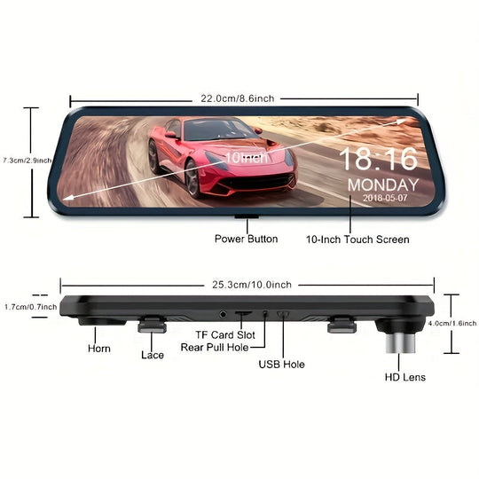 ClearPath | Dual Dashcam – 1080P Front & 720P Heck, Touchscreen