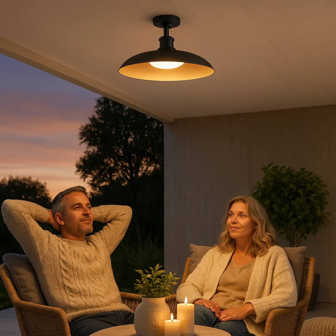 SteelGlow | Outdoor-Deckenleuchte aus karbonisiertem Stahl