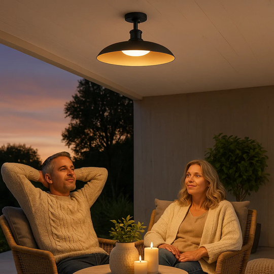 SteelGlow | Outdoor-Deckenleuchte aus karbonisiertem Stahl